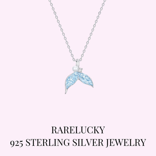 RareLucky Ice Blue Mermaid Tail S925 Necklace