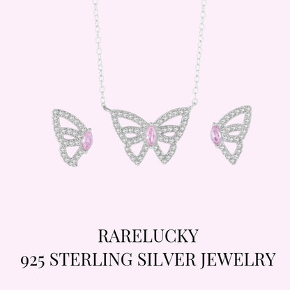 RareLucky Butterfly Glow S925 Necklace & Studs Set