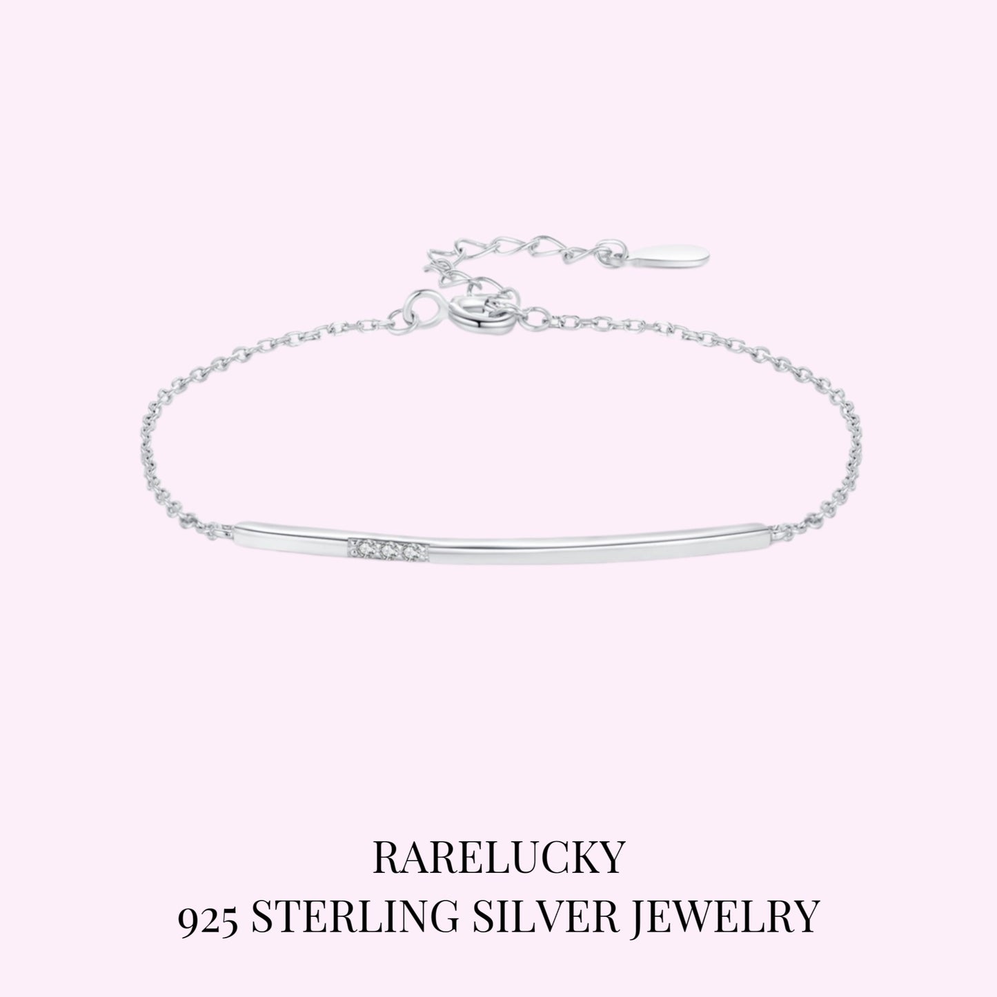 RareLucky Three-Stone Curved Bar S925 Bracelet