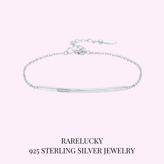 RareLucky Three-Stone Curved Bar S925 Bracelet