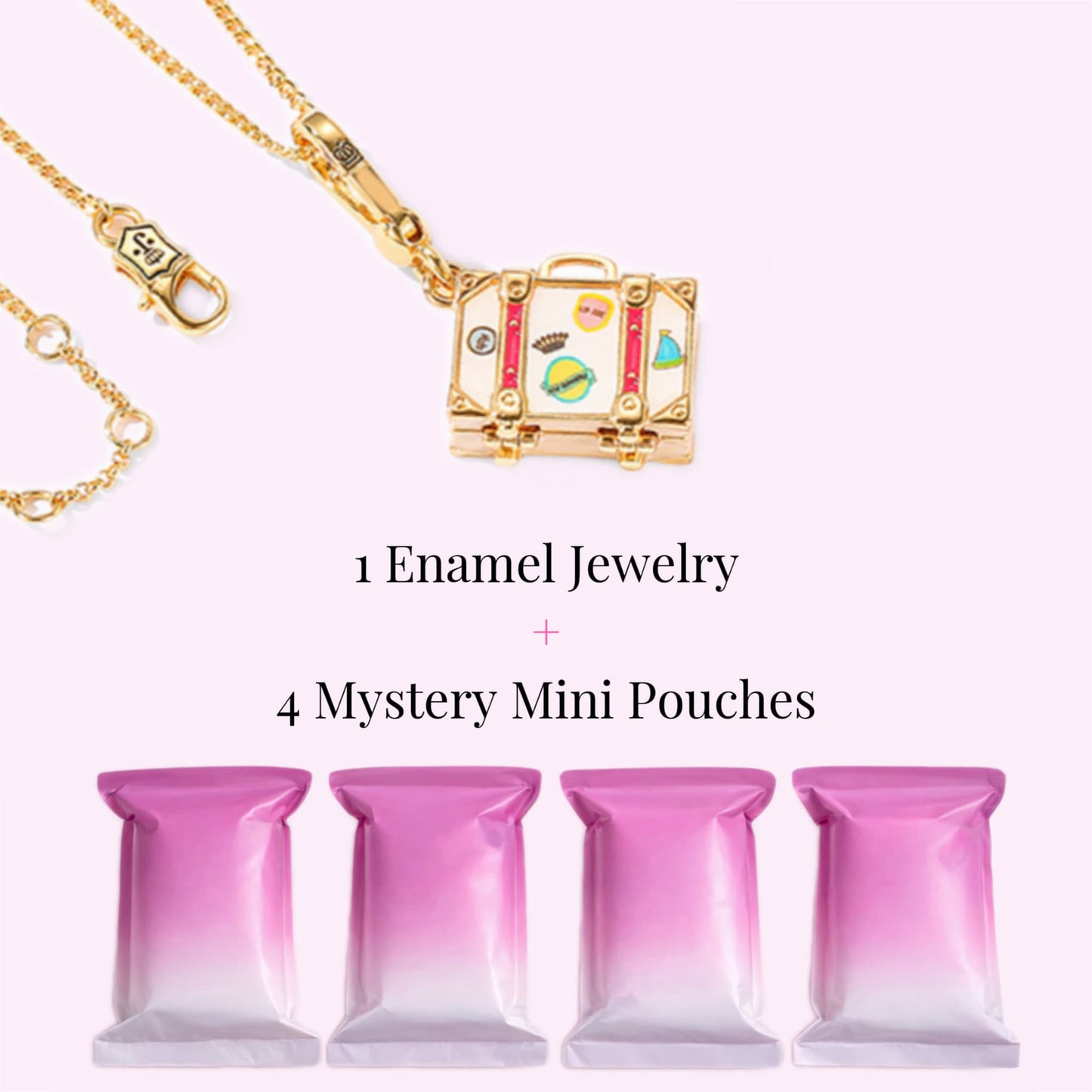 Collar con relicario en forma de corazón Candy Gem + 4 mini bolsas misteriosas