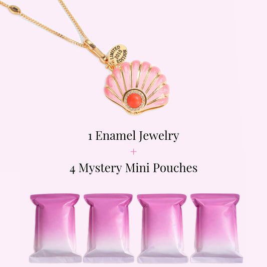Pearl Shell Locket Necklace + 4 Mystery Mini Bags