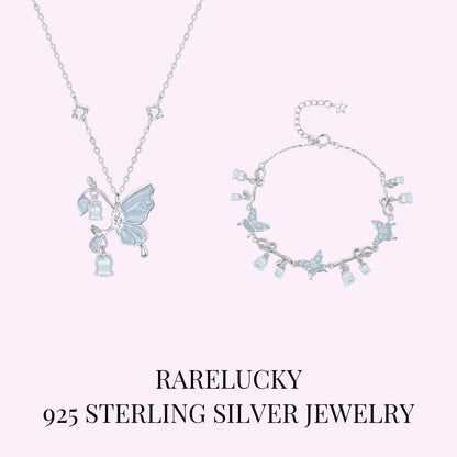 RareLucky Butterfly Lily of the Valley S925 Necklace & Bracelet Set