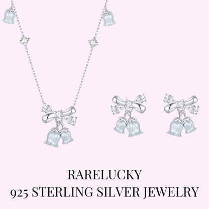 RareLucky Bluebell Bow S925 Necklace & Earrings Set