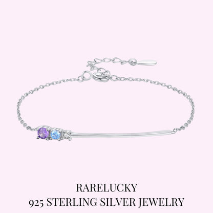 RareLucky Pastel Three-Stone Curved Bar S925 Bracelet