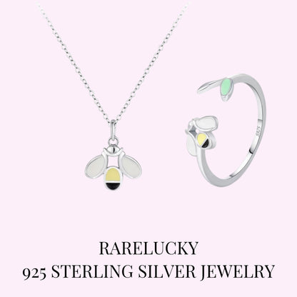RareLucky Bee Enamel S925 Necklace and Ring Set