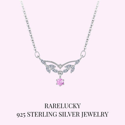 RareLucky Pink Zircon Wing Vine S925 Necklace