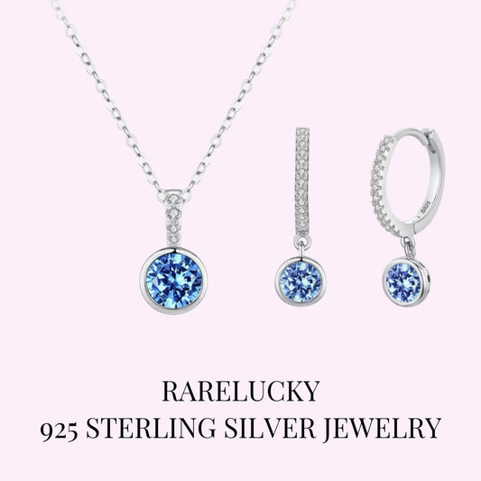 RareLucky Blue Orbit S925 Necklace & Hoops Set