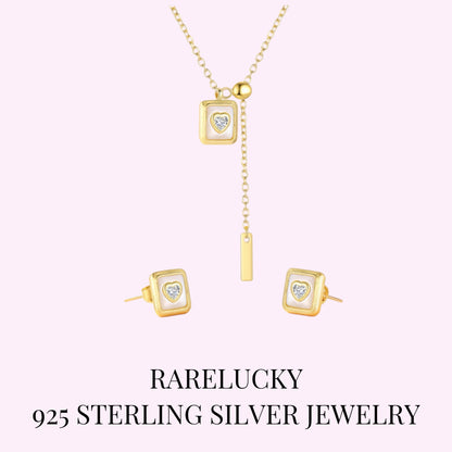 RareLucky Mother-of-Pearl Heart S925 Jewelry Set
