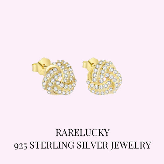 RareLucky Twisted Knot S925 Stud Earrings