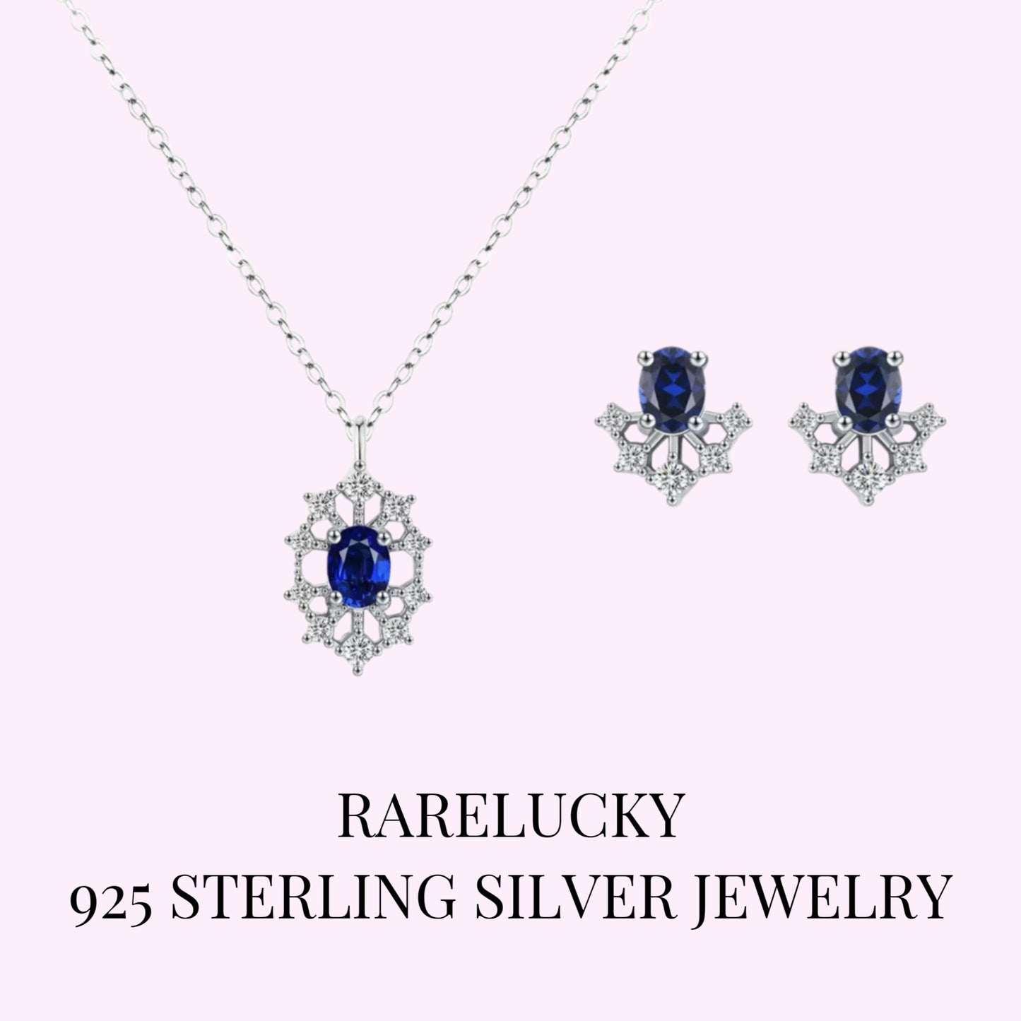 RareLucky Blue Prism S925 Necklace & Studs Set