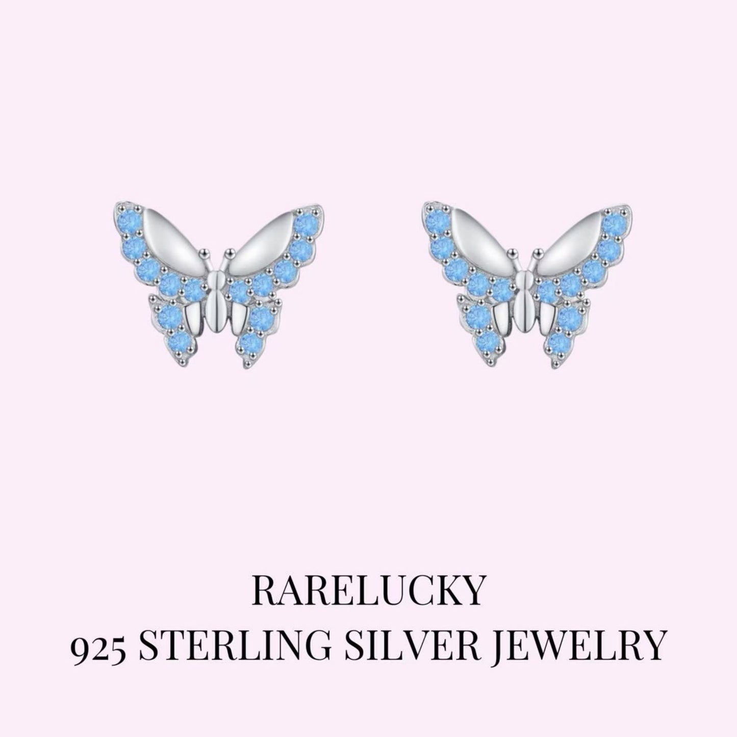 RareLucky Blue Zircon Butterfly S925 Earrings