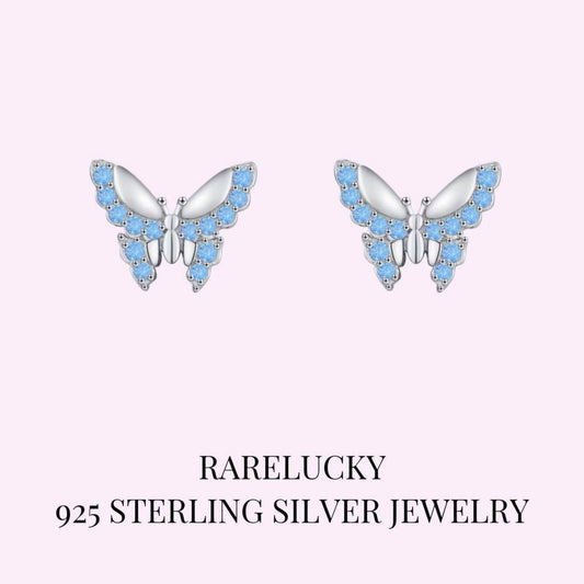 RareLucky Blue Zircon Butterfly S925 Earrings