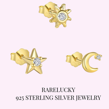 RareLucky Celestial Trio S925 Stud Earring Set