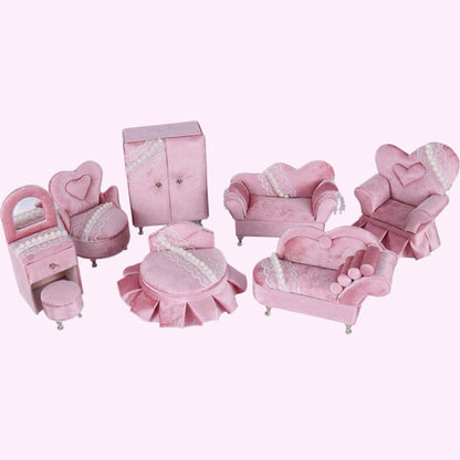 RareLucky Pink Velvet Furniture Jewelry Boxes – 7 Styles & Full Set