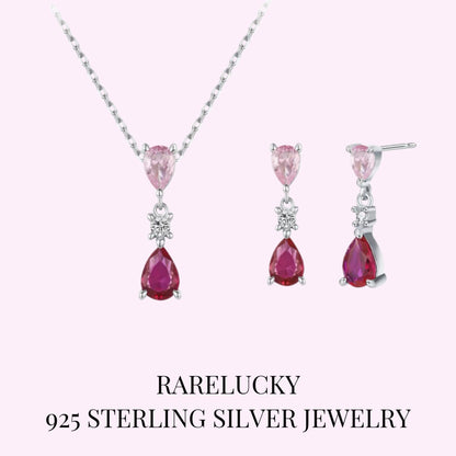RareLucky Pink Dewdrop S925 Jewelry Set