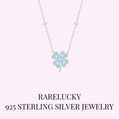 RareLucky Ice Blue Four-Leaf Clover S925 Necklace