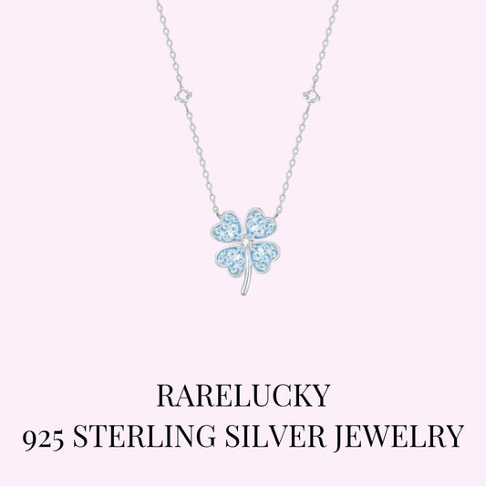 RareLucky Ice Blue Four-Leaf Clover S925 Necklace