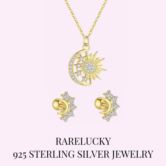 RareLucky Celestial Moon & Star S925 Jewelry Set