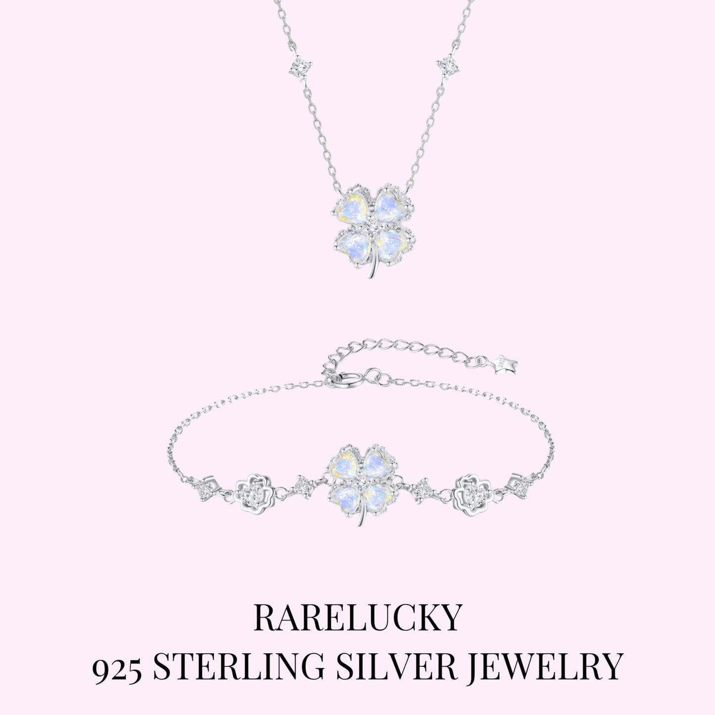 RareLucky Rotating Aurora Clover S925 Jewelry Set