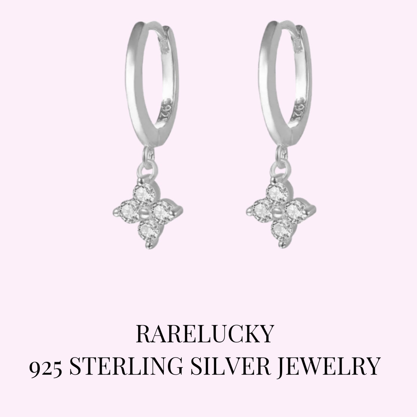 RareLucky Clover Spark S925 Huggie Earrings