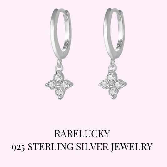 RareLucky Clover Spark S925 Huggie Earrings