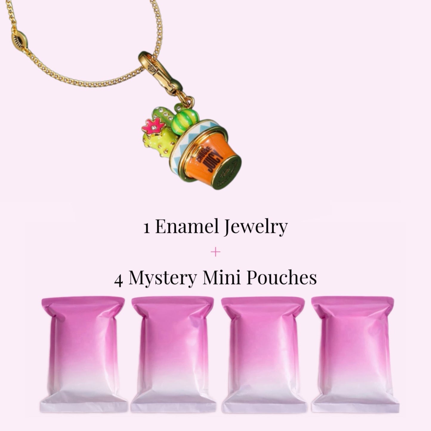Cactus Pot Locket Necklace + 4 Mystery Mini Bags