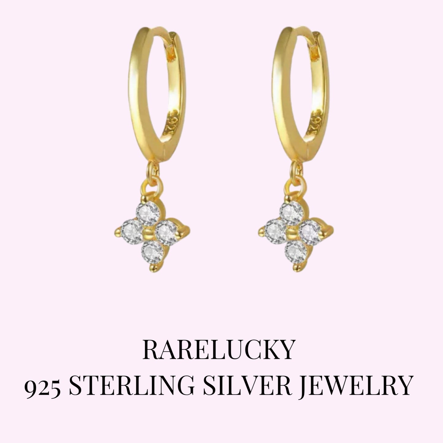 RareLucky Clover Spark S925 Huggie Earrings