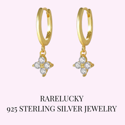 RareLucky Clover Spark S925 Huggie Earrings