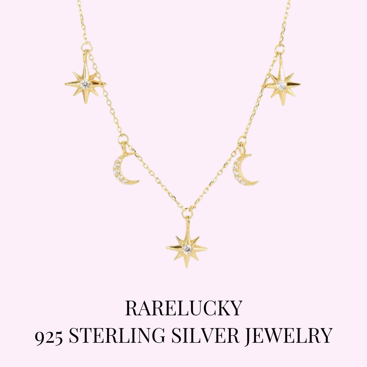 RareLucky Star Moon S925 Choker Necklace