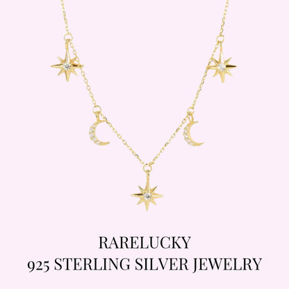 RareLucky Star Moon S925 Choker Necklace