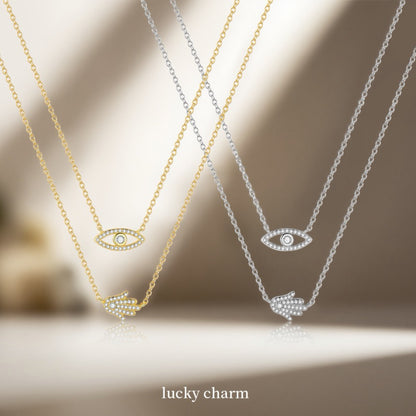 RareLucky Hamsa Eye S925 Layered Necklace