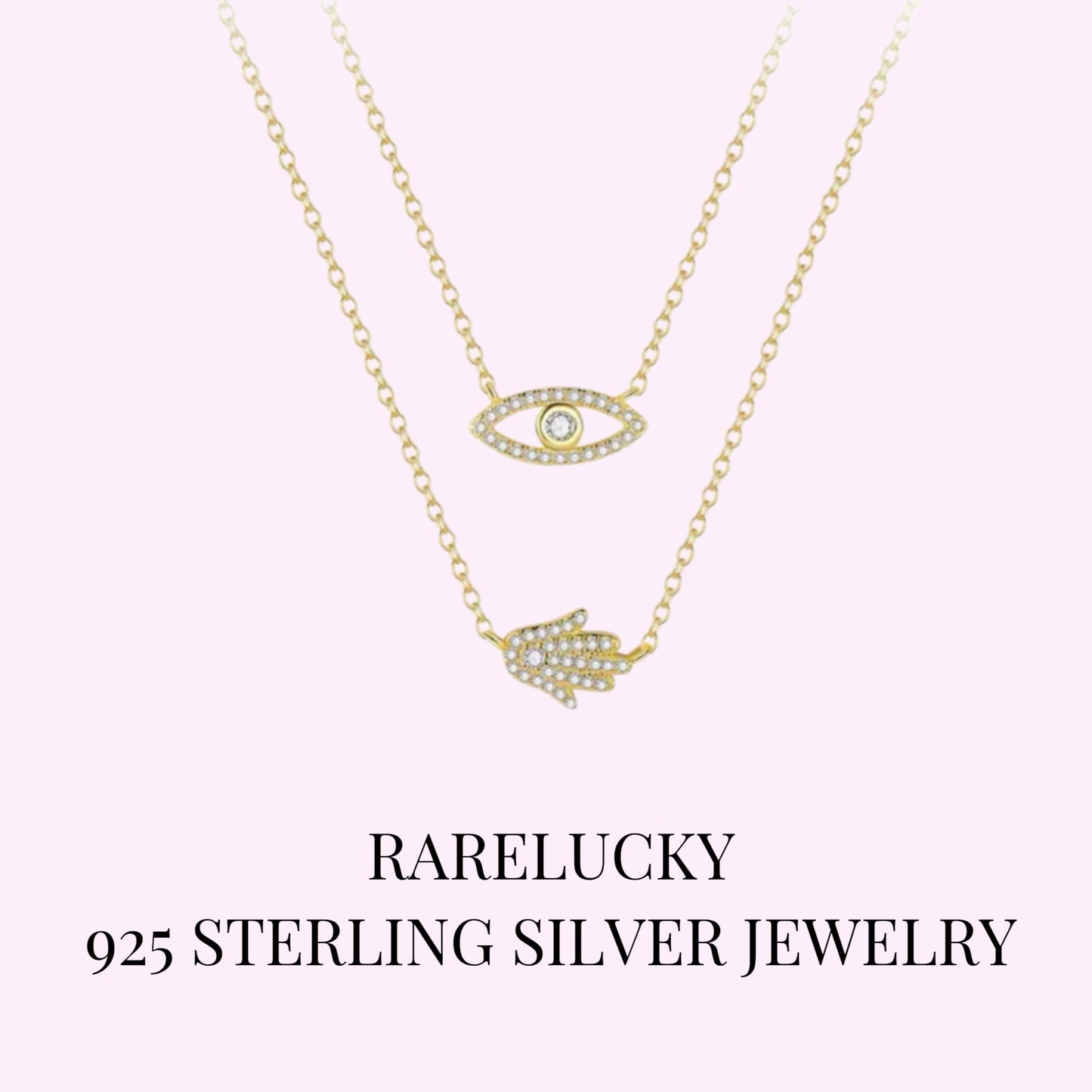 RareLucky Hamsa Eye S925 Layered Necklace