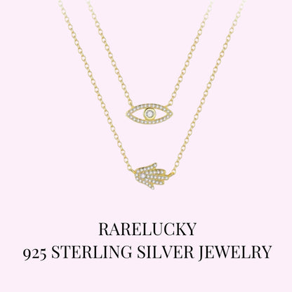 RareLucky Hamsa Eye S925 Layered Necklace