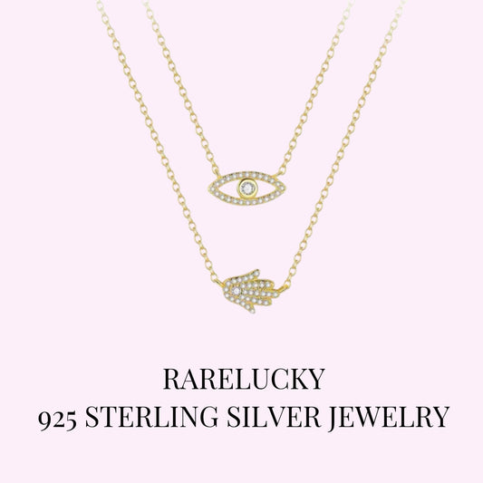 RareLucky Hamsa Eye S925 Layered Necklace