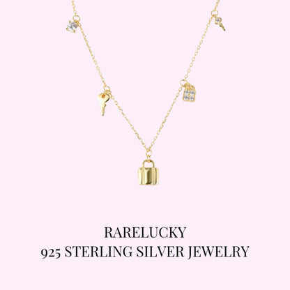 RareLucky Lock & Key Charm S925 Necklace