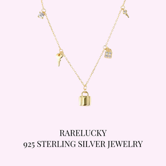 RareLucky Lock & Key Charm S925 Necklace