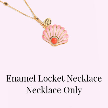 Pearl Shell Enamel Locket Necklace