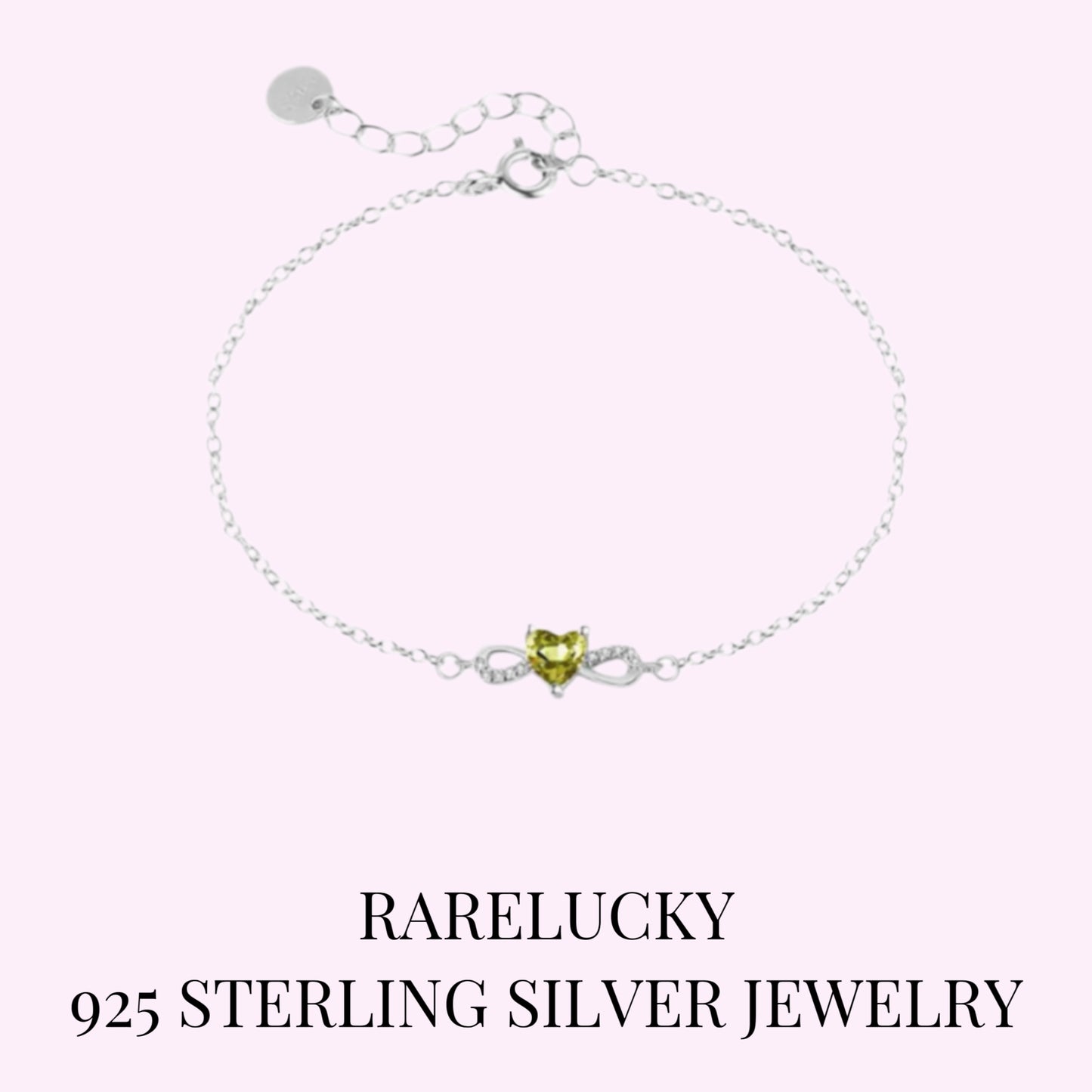 RareLucky Olive Heart Infinity S925 Bracelet