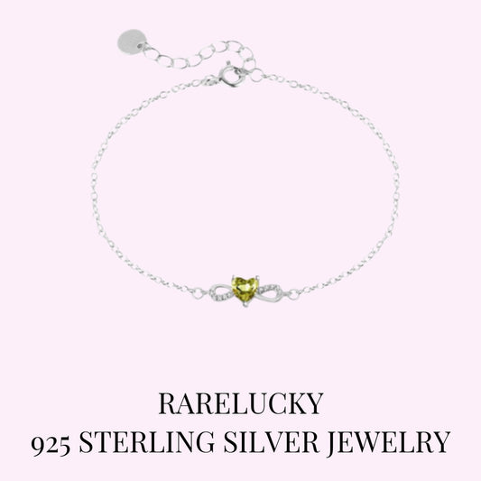 RareLucky Olive Heart Infinity S925 Bracelet