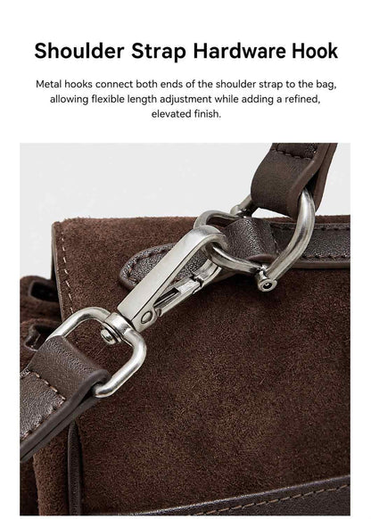 Vintage Suede-Finish Leather Satchel Bag