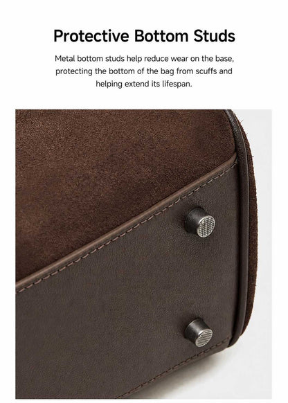 Vintage Suede-Finish Leather Satchel Bag