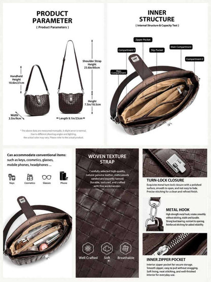 Woven Leather Saddle Shoulder Bag